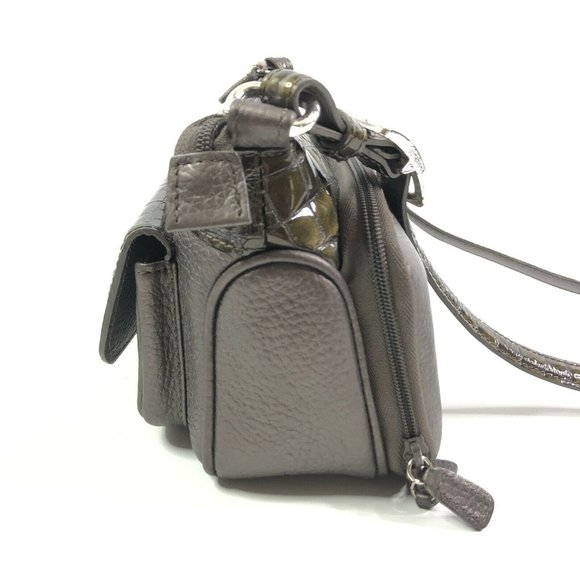 Brighton Croc Embossed Leather Purse Pewter Gray - Picture 4 of 12